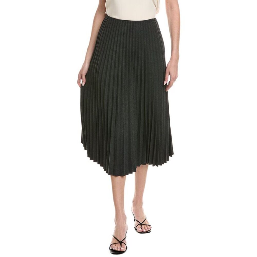 Milly Womens Pleated Midi Skirt, Gray